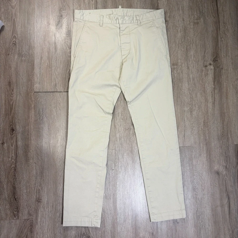 Dsquared2 Low Rise Slim Fit Cotton Blend Chinos Size 48 34x30 Tan Beige